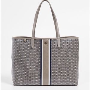 NWT Tory Burch Gemini Link Coated Canvas grey tote